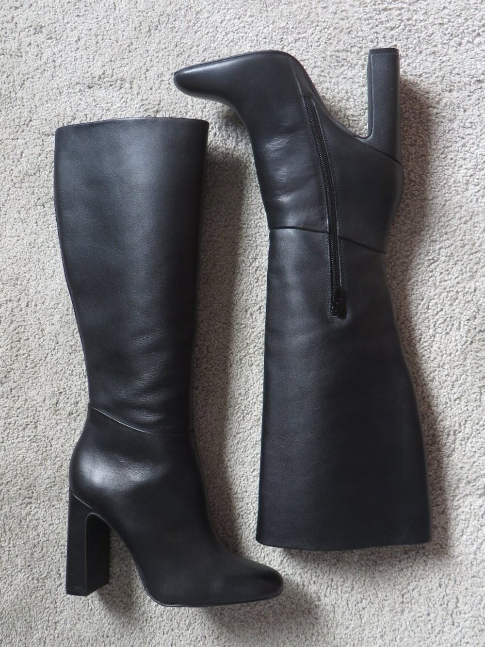Steve Madden Ally Womens Knee-High Boots Size 7 Black Leather heeled #ALLY07S1